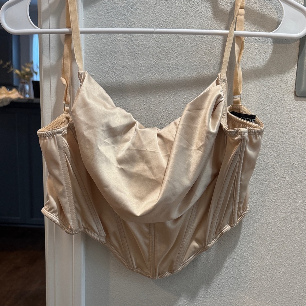 Urban Outfitters Satin Cream Corset Bra